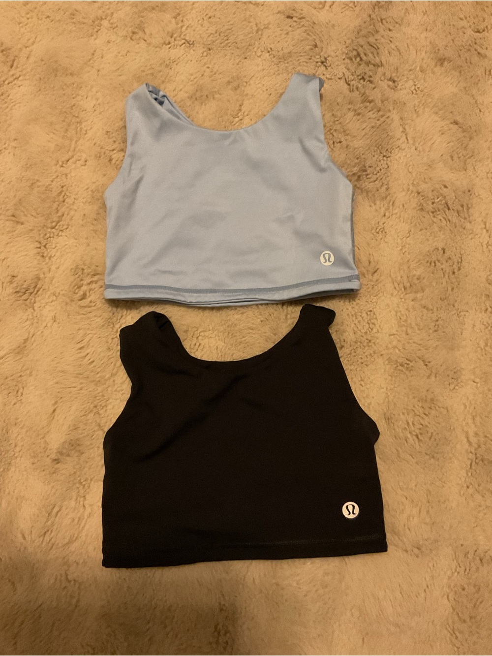 Kids Cropped Tank Tops - Light Blue & Black